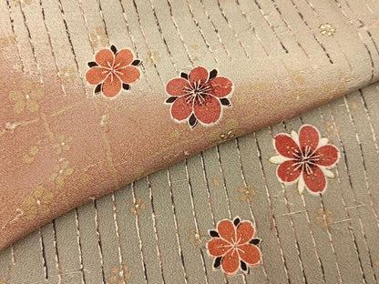 平和屋着物■上質な小紋　舞花文　暈し染め　金彩　お召縮緬　正絹　逸品　BAAY6850hj