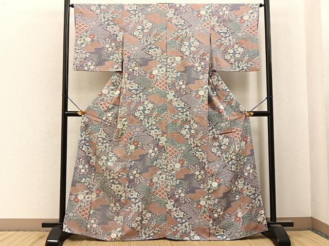 平和屋着物■上質な小紋　辻が花　金彩　正絹　逸品　BAAY6851hj