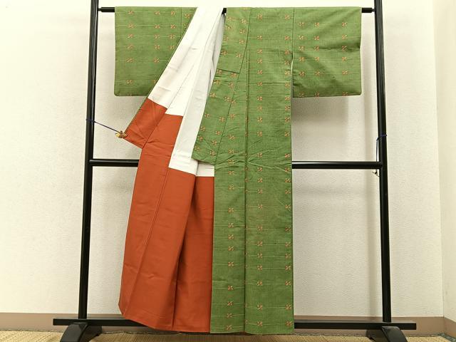 平和屋着物■上質な紬　舞花文　正絹　逸品　BAAY6852hj