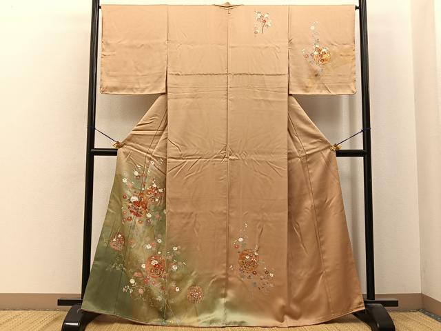 平和屋着物■訪問着　雪輪花文　暈し染め　金彩　正絹　逸品　未使用　BAAY6853hj