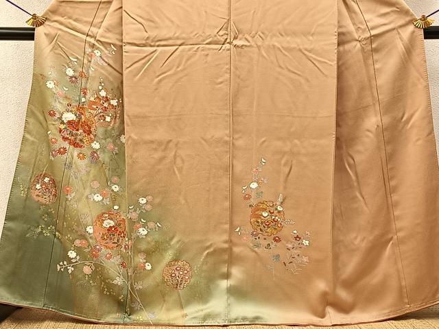 平和屋着物■訪問着　雪輪花文　暈し染め　金彩　正絹　逸品　未使用　BAAY6853hj