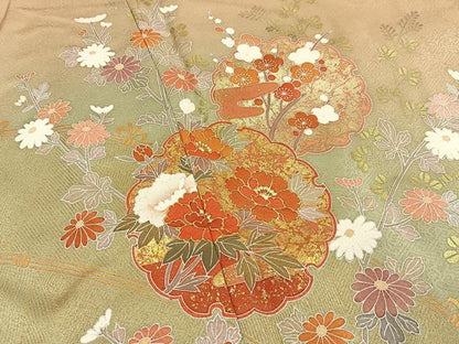 平和屋着物■訪問着　雪輪花文　暈し染め　金彩　正絹　逸品　未使用　BAAY6853hj