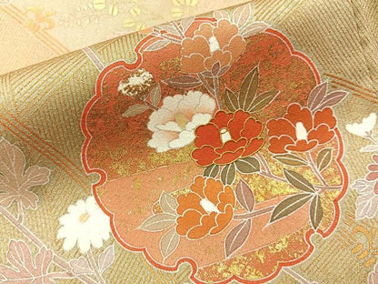 平和屋着物■訪問着　雪輪花文　暈し染め　金彩　正絹　逸品　未使用　BAAY6853hj