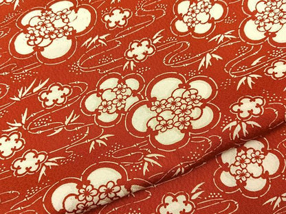 平和屋着物■上質な小紋　型染め　梅　正絹　逸品　未使用　BAAY6855hj