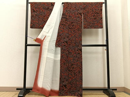 平和屋着物■上質な小紋　飛鶴花文　鬼しぼ縮緬　正絹　逸品　未使用　BAAY6856hj