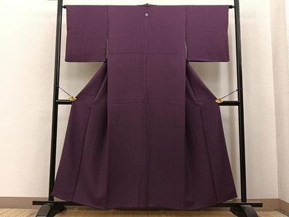 平和屋着物■上質な色無地　霞地紋　紫鳶色　正絹　逸品　BAAY6857hj