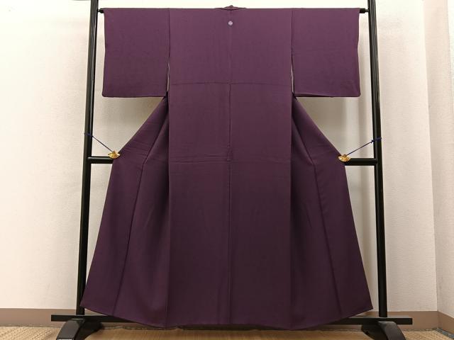 平和屋着物■上質な色無地　霞地紋　紫鳶色　正絹　逸品　BAAY6857hj