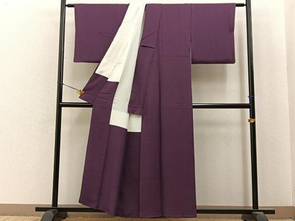 平和屋着物■上質な色無地　霞地紋　紫鳶色　正絹　逸品　BAAY6857hj