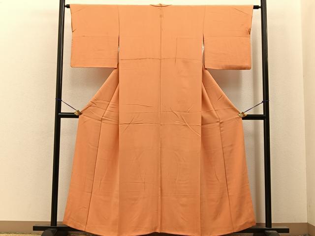 平和屋着物■上質な色無地　小麦色　正絹　逸品　BAAY6859hj