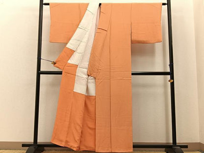 平和屋着物■上質な色無地　小麦色　正絹　逸品　BAAY6859hj