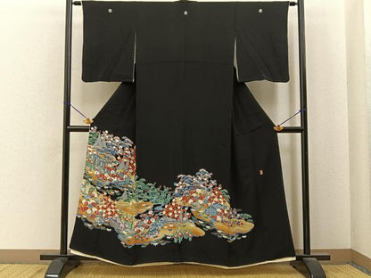 平和屋着物■豪華黒留袖　友禅　作家物　松竹梅　御所解文　正絹　逸品　BAAY6860hj