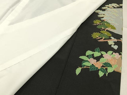 平和屋着物■豪華黒留袖　友禅　作家物　飛鶴風景文　正絹　逸品　BAAY6862hj