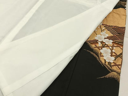 平和屋着物■豪華黒留袖　駒刺繍　鳳凰浜松文　金銀彩　正絹　逸品　BAAY6863hj