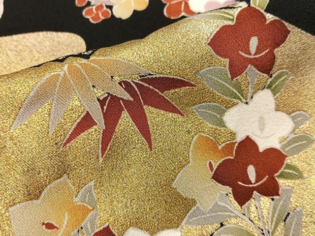 平和屋着物■豪華黒留袖　松竹梅秋草文　金彩　正絹　逸品　BAAY6866hj