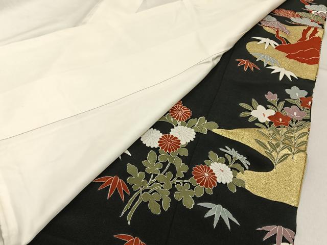 平和屋着物■豪華黒留袖　松竹梅秋草文　金彩　正絹　逸品　BAAY6866hj