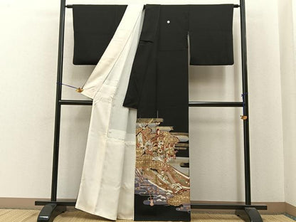平和屋着物■豪華黒留袖　鉾　宝尽くし花文　金銀彩　正絹　逸品　BAAY6867hj