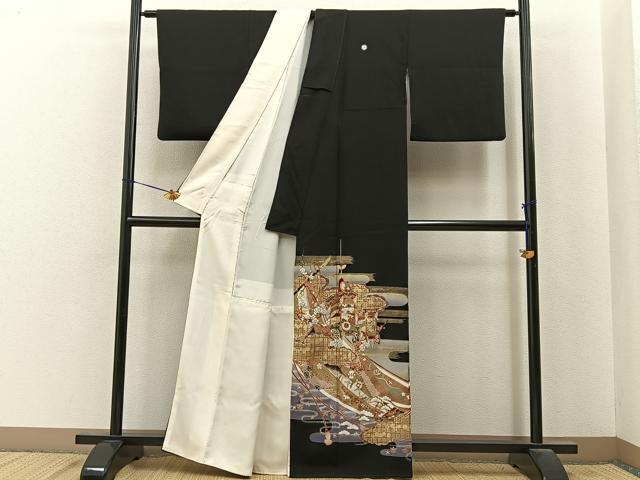 平和屋着物■豪華黒留袖　鉾　宝尽くし花文　金銀彩　正絹　逸品　BAAY6867hj