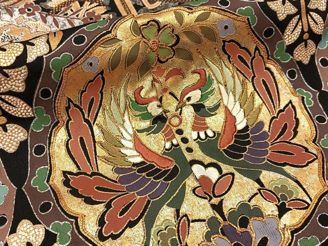平和屋着物■豪華黒留袖　駒刺繍　向かい鳳凰花文　金銀彩　正絹　逸品　BAAY6869hj