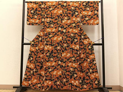 平和屋着物■上質な小紋　絞り　辻が花　濃紺地　正絹　逸品　BAAY6876hj