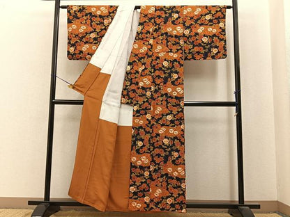 平和屋着物■上質な小紋　絞り　辻が花　濃紺地　正絹　逸品　BAAY6876hj