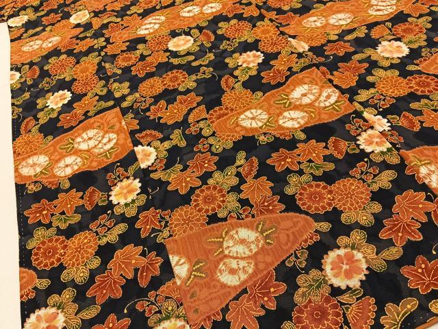 平和屋着物■上質な小紋　絞り　辻が花　濃紺地　正絹　逸品　BAAY6876hj