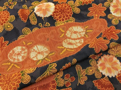 平和屋着物■上質な小紋　絞り　辻が花　濃紺地　正絹　逸品　BAAY6876hj