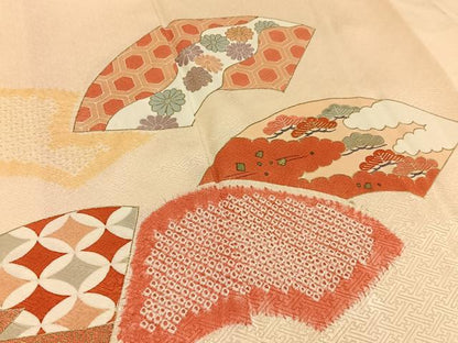 平和屋着物■訪問着　絞り　刺繍　地紙吉祥花文　金彩　正絹　逸品　BAAY6877hj
