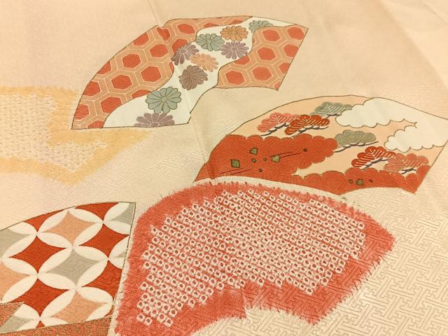 平和屋着物■訪問着　絞り　刺繍　地紙吉祥花文　金彩　正絹　逸品　BAAY6877hj