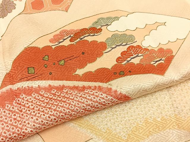 平和屋着物■訪問着　絞り　刺繍　地紙吉祥花文　金彩　正絹　逸品　BAAY6877hj