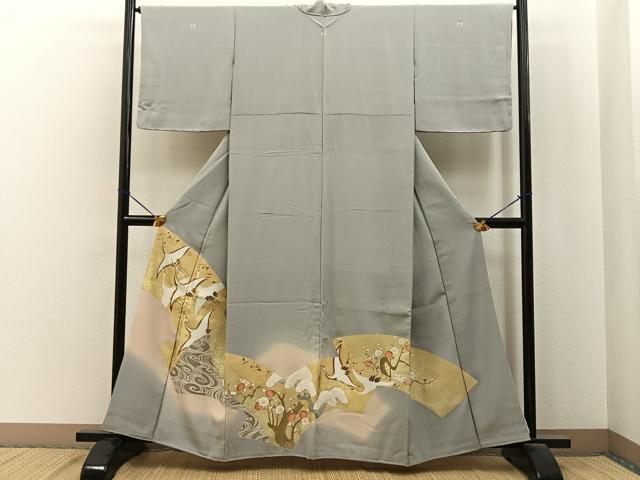 平和屋着物■豪華色留袖　駒刺繍　松竹梅飛鶴文　暈し染め　金彩　正絹　逸品　未使用　BAAY6878hj