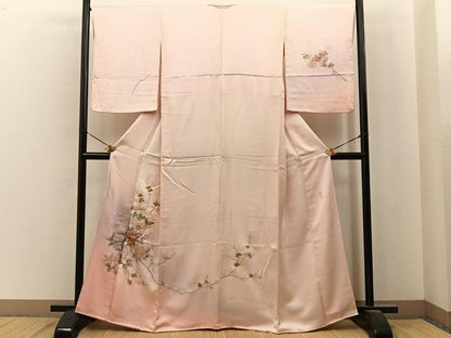 平和屋着物■訪問着　作家物　鴛鴦枝花文　暈し染め　金銀彩　正絹　逸品　BAAY6879hj