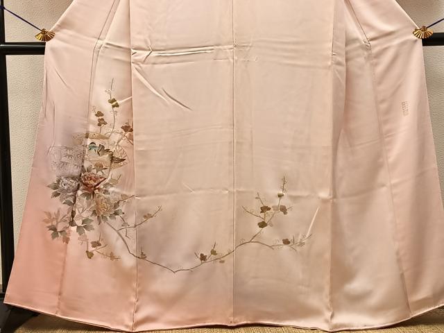 平和屋着物■訪問着　作家物　鴛鴦枝花文　暈し染め　金銀彩　正絹　逸品　BAAY6879hj