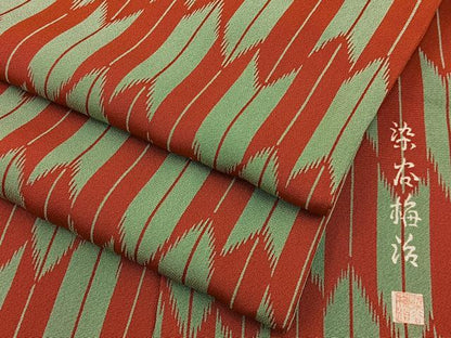 平和屋着物●伝統工芸士　染谷梅治　小紋　矢羽根文様　正絹　逸品　BAAY6882hj