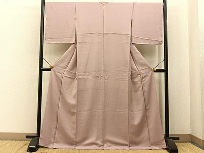 平和屋着物●上質な色無地　菊地紋　薄柿色　正絹　逸品　未使用　BAAY6886hj