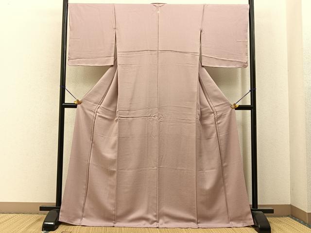 平和屋着物●上質な色無地　菊地紋　薄柿色　正絹　逸品　未使用　BAAY6886hj