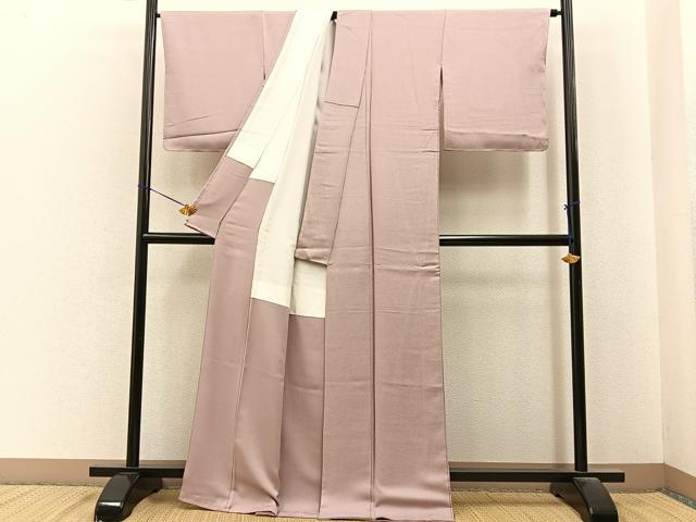 平和屋着物●上質な色無地　菊地紋　薄柿色　正絹　逸品　未使用　BAAY6886hj