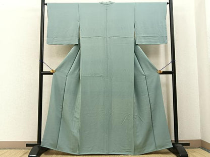 平和屋着物■上質な色無地　錆青磁色　正絹　逸品　BAAY6887hj
