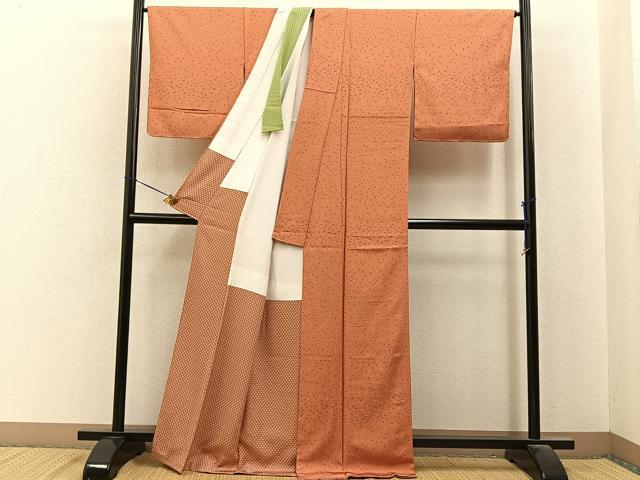 平和屋着物■上質な小紋　成り物　草花文　正絹　逸品　未使用　BAAY6889hj