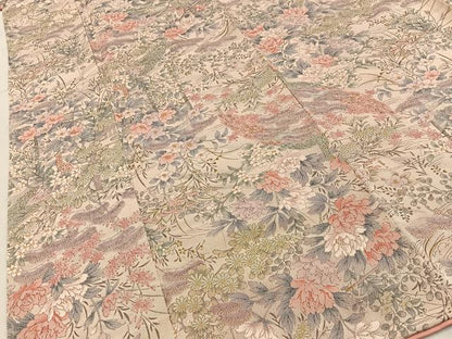 平和屋着物■上質な小紋　花鳥文　金彩　鬼しぼ縮緬　正絹　逸品　未使用　BAAY6894hj