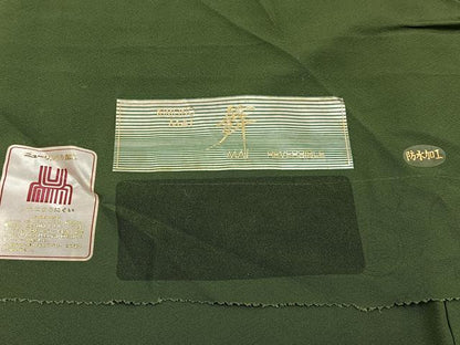 平和屋着物■上質な色無地　海松色　反端付き　正絹　逸品　未使用　BAAY6896hj