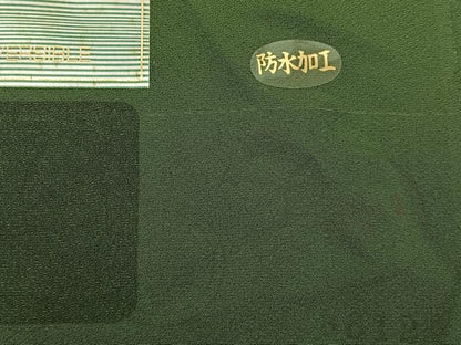 平和屋着物■上質な色無地　海松色　反端付き　正絹　逸品　未使用　BAAY6896hj