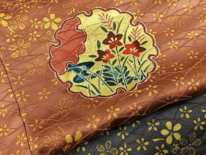 平和屋着物●訪問着　雪輪秋草文　暈し染め　金彩　正絹　逸品　BAAY6899hj