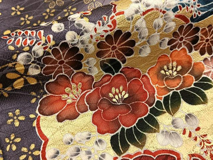 平和屋着物●訪問着　雪輪秋草文　暈し染め　金彩　正絹　逸品　BAAY6899hj