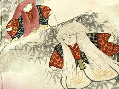 平和屋着物■訪問着　作家物　手描き　連獅子　暈し染め　金彩　正絹　逸品　BAAY6901hj