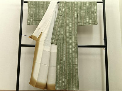 平和屋着物■上質な小紋　あられ間道　正絹　逸品　BAAY6903hj