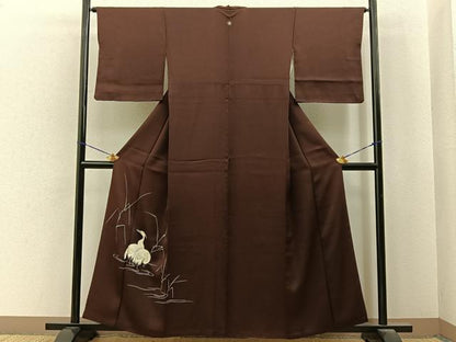 平和屋着物■豪華色留袖　刺繍　鴇　銀糸　正絹　逸品　BAAY6910hj