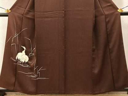 平和屋着物■豪華色留袖　刺繍　鴇　銀糸　正絹　逸品　BAAY6910hj