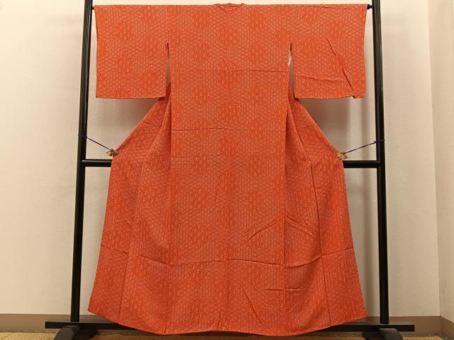 平和屋着物■上質な小紋　変わり麻の葉文様　正絹　逸品　BAAY6911hj
