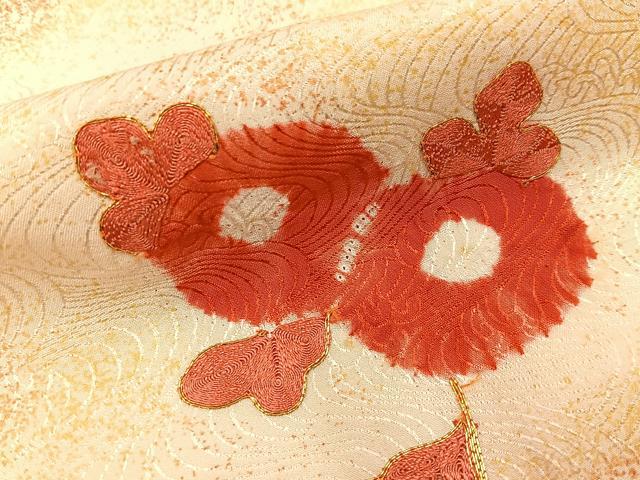平和屋着物■訪問着　絞り　駒刺繍　万寿菊　正絹　逸品　BAAY6913hj