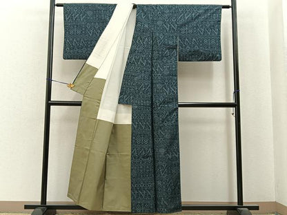 平和屋着物■本場大島紬　更紗花文　正絹　逸品　BAAY6915hj